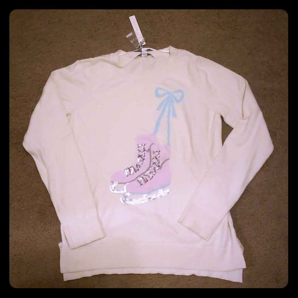 Ivory sweater with ice skates by Lauren Conrad NWT